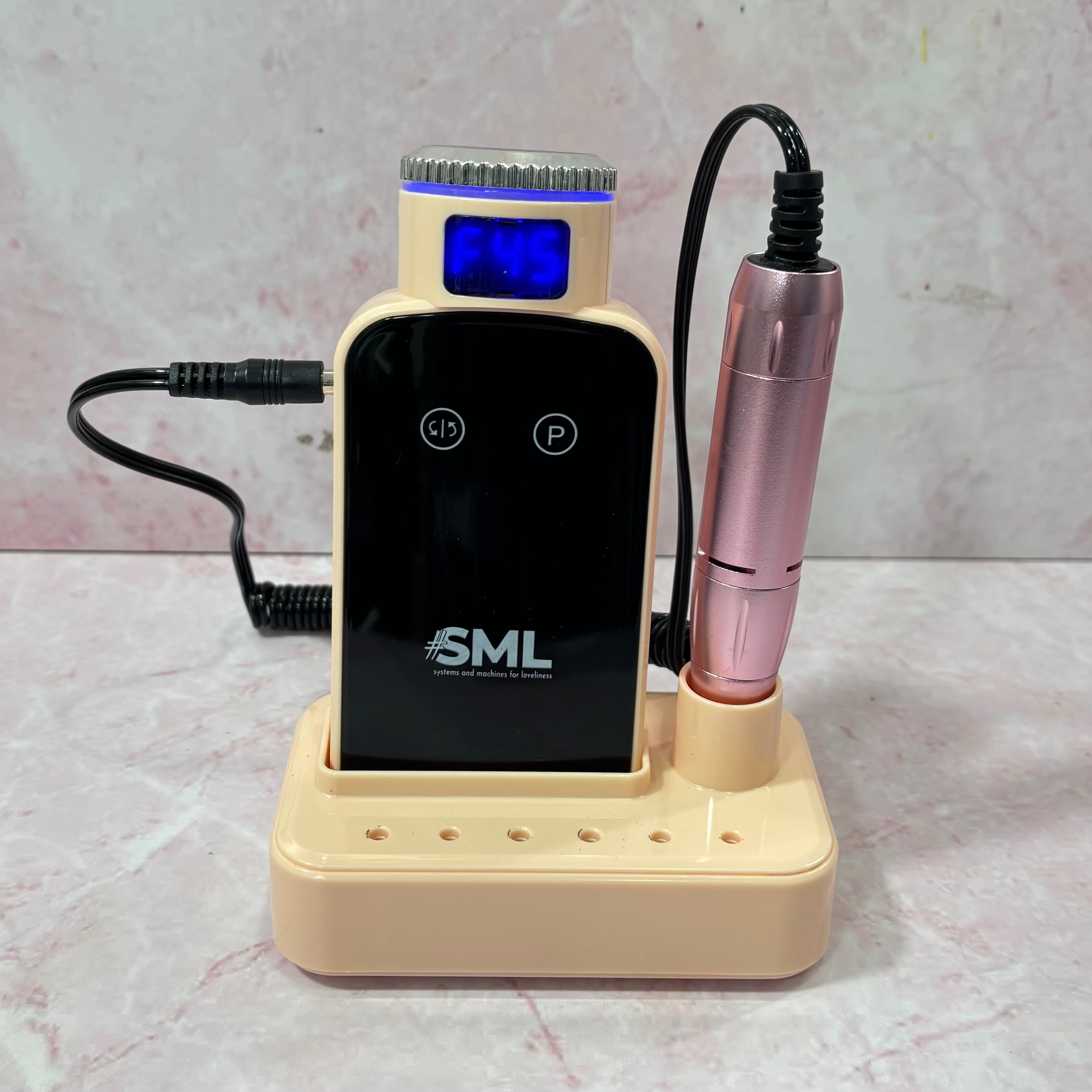 PULIDOR DE UÑAS 45.000 RPM ROSADO CON BASE DE CARGA